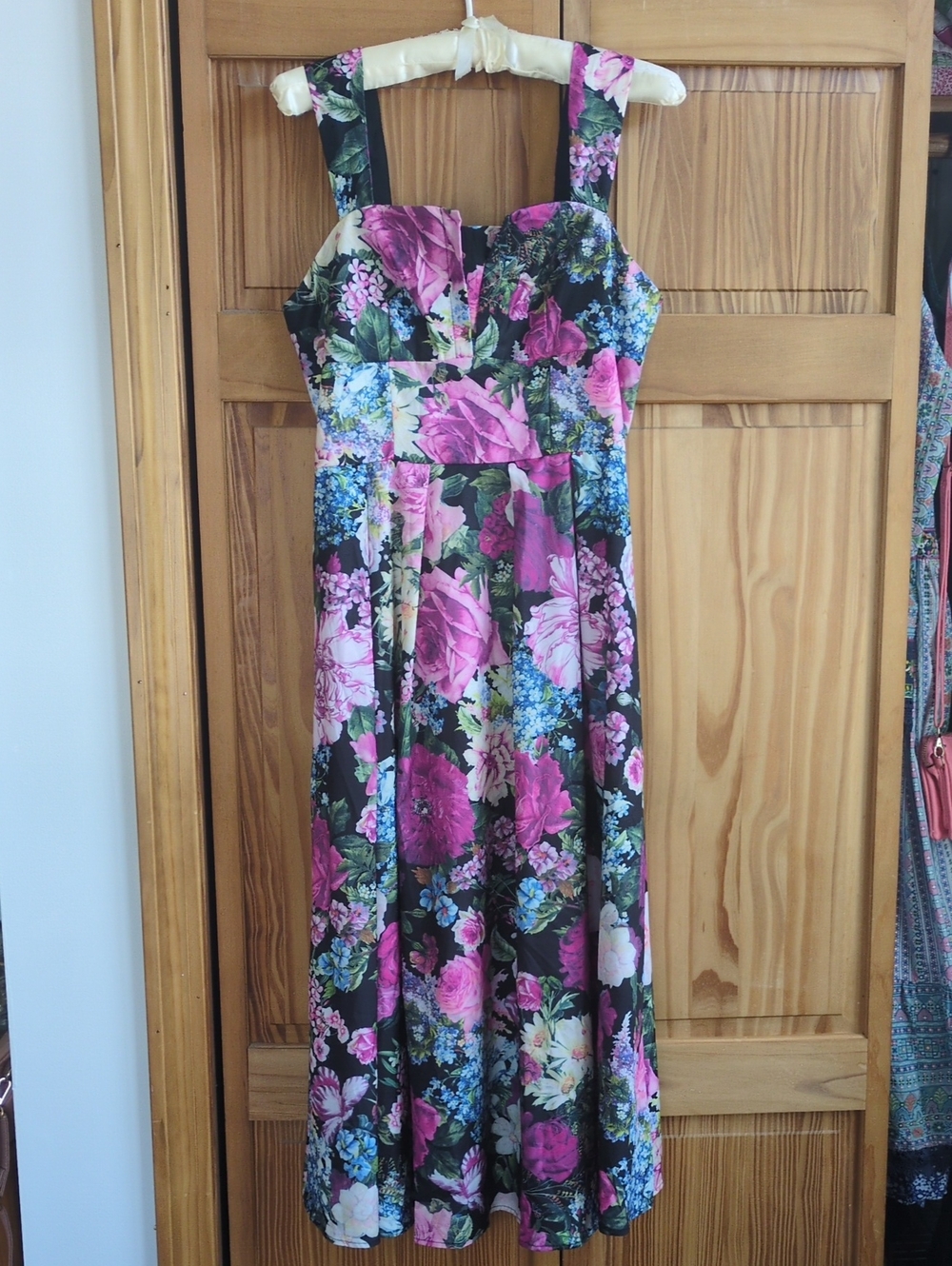 Floral Midi Dress with Pink Floral Print